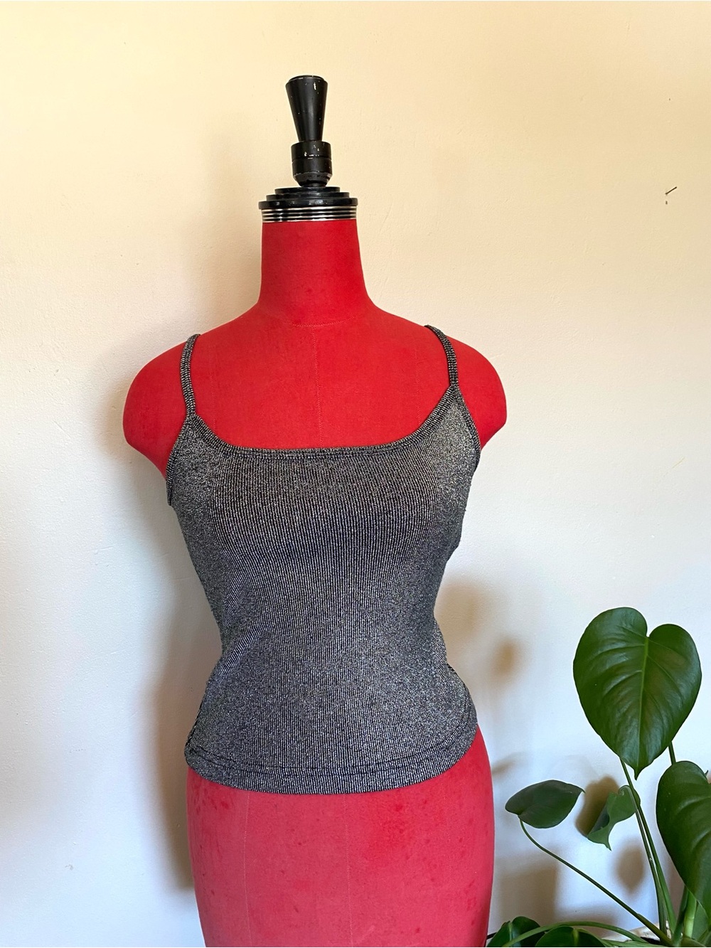 XOXO Silver Shimmery Ribbed Y2K Camisole
